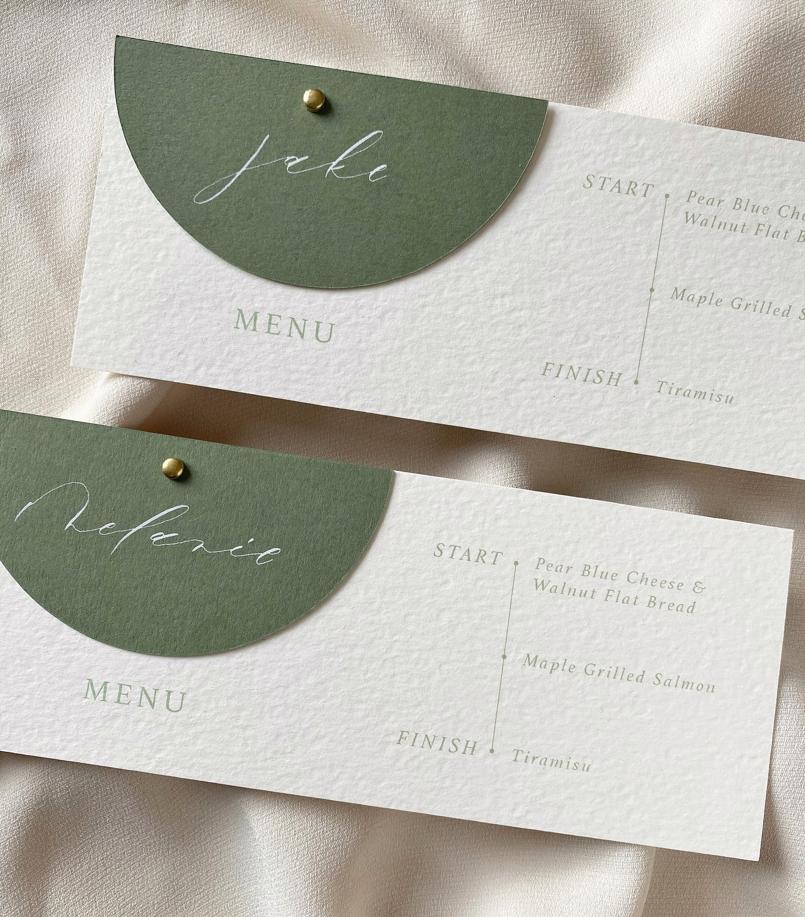Green Half Moon Menu Etsy