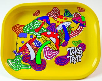 Psychedelic Mushroom Premium Metal Rolling Tray | Small & Large Available