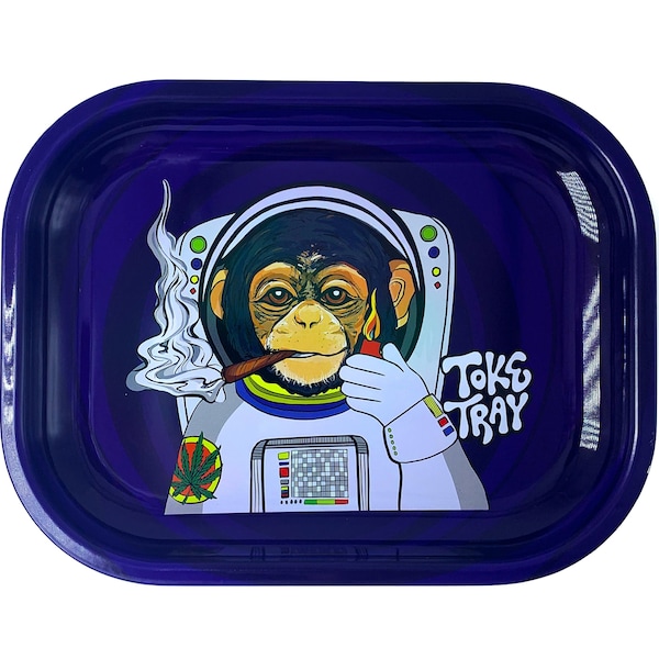 Space Monkey Trippy Metal Rolling Tray | Small (7" x 5.5")