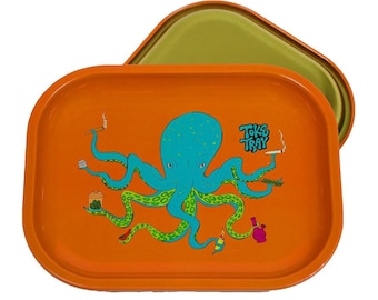 OctoKush Premium Rolling Tray | Small Metal - (7&quot;x5.5&quot;)