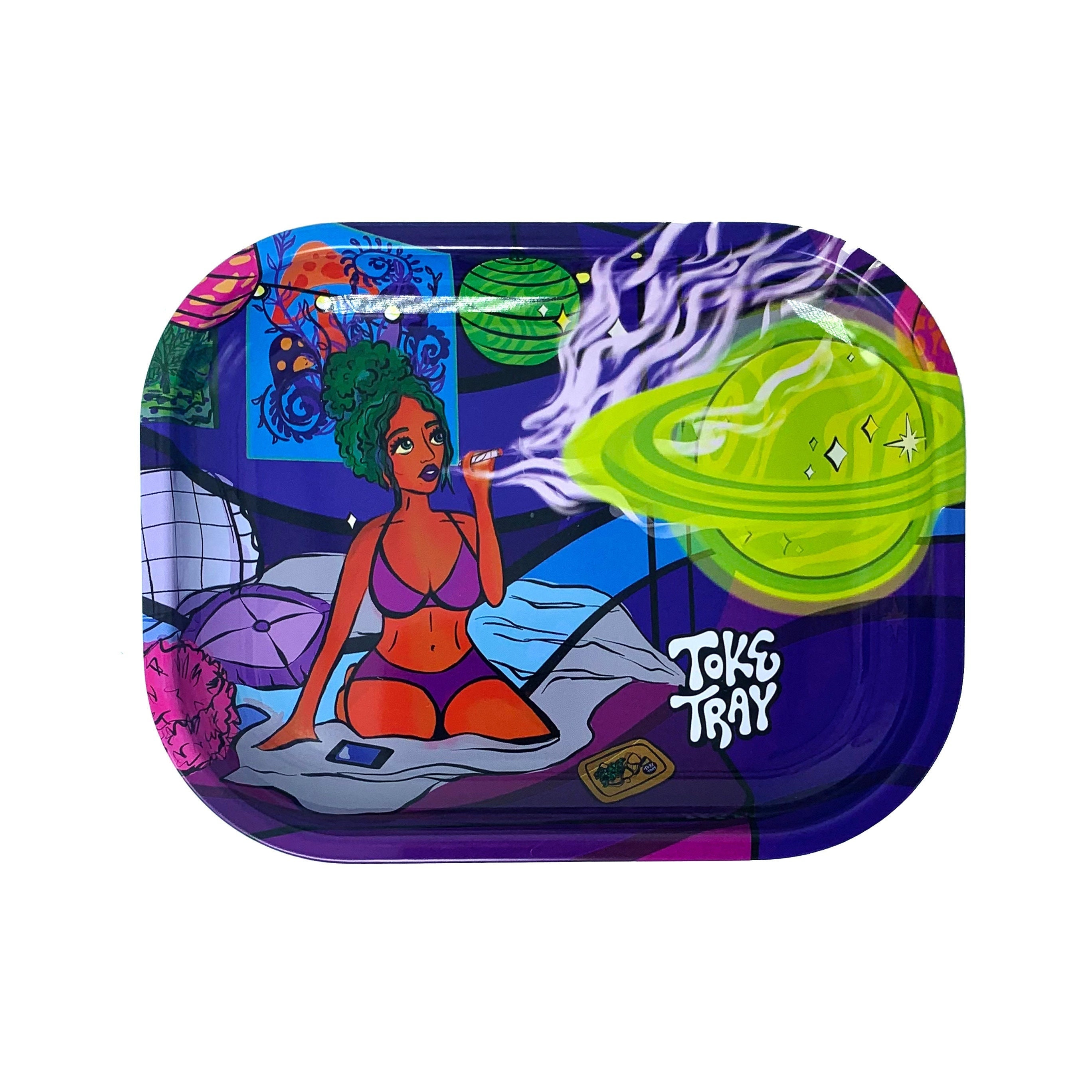 Trippy Pink Cat Cute Small Rolling Tray  High Quality Metal Trays – Toke  Tray