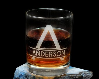 Personalized Etched Whiskey Glass: Monogrammed Bourbon Glassware