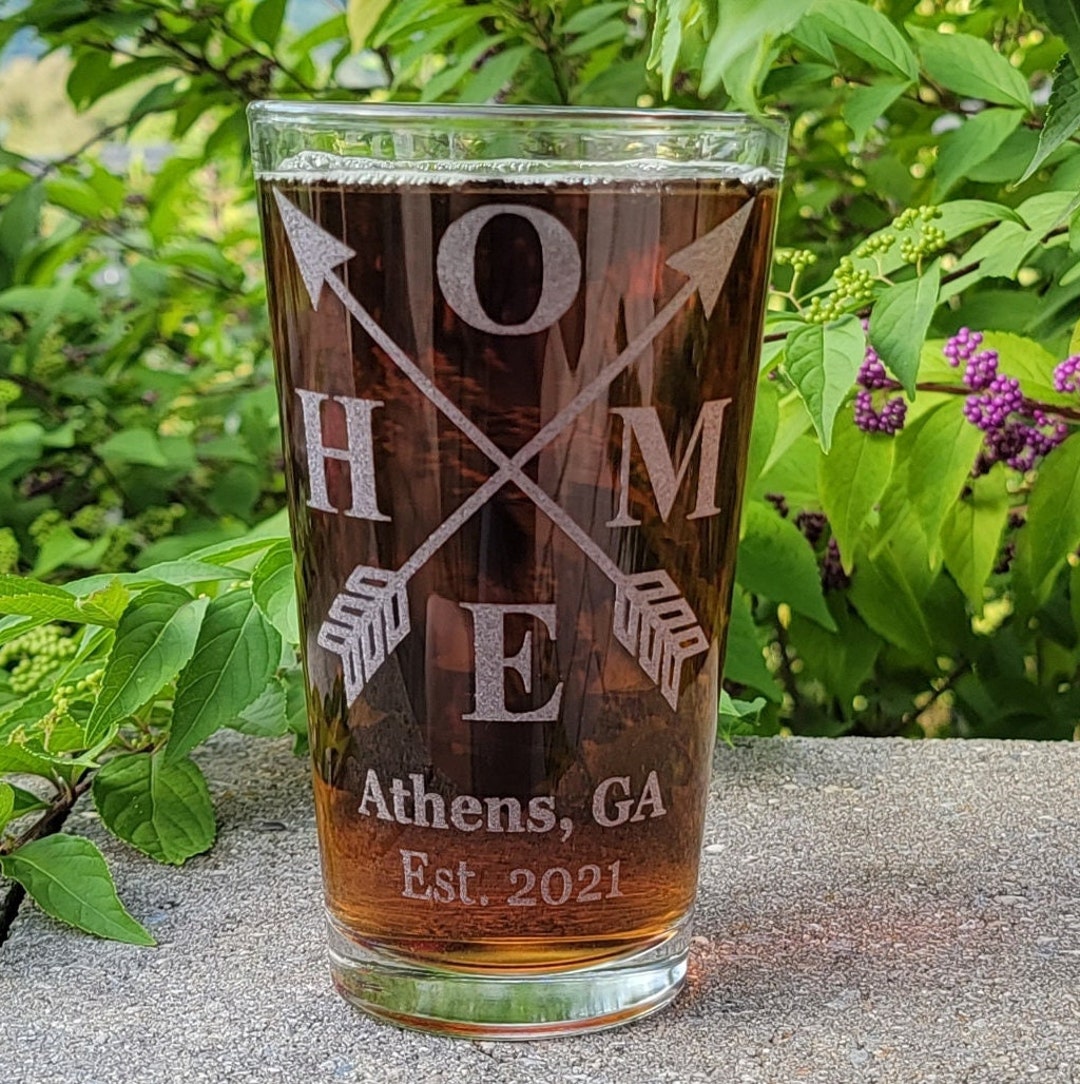 Personalized Hometown Pint Glasses Housewarming Pint Glass Etsy