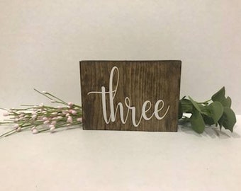 Wooden French Script Table Number Stick Wedding Party Gold Silver Natural Tall