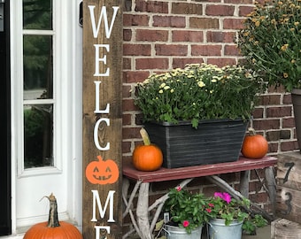 Fall Welcome Sign, Halloween Welcome Sign, Fall Front Porch Sign, Halloween Porch Sign, Wood Welcome Sign, Welcome Sign, Holiday Porch Sign