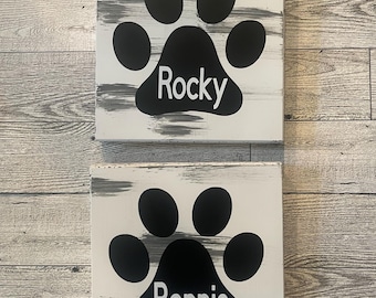Scrabble tile wall art, Personalized Dog Sign, Dog Signs, Dog Paw Scrabbles, Scrabble Letters, Dog Paw, Family Pet Signs, Family Signs