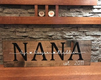 Nana Wooden Sign | Personalized Family Sign | Personalized Wooden Sign | Established Family Sign | Personalized Anniversary Gift