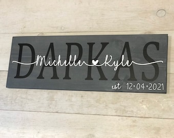 Personalized Bridal Shower Gift | Gift For Bride | Bride And Groom Gift | Engagement Gift | Last Name Established Sign | Custom Bridal Gift