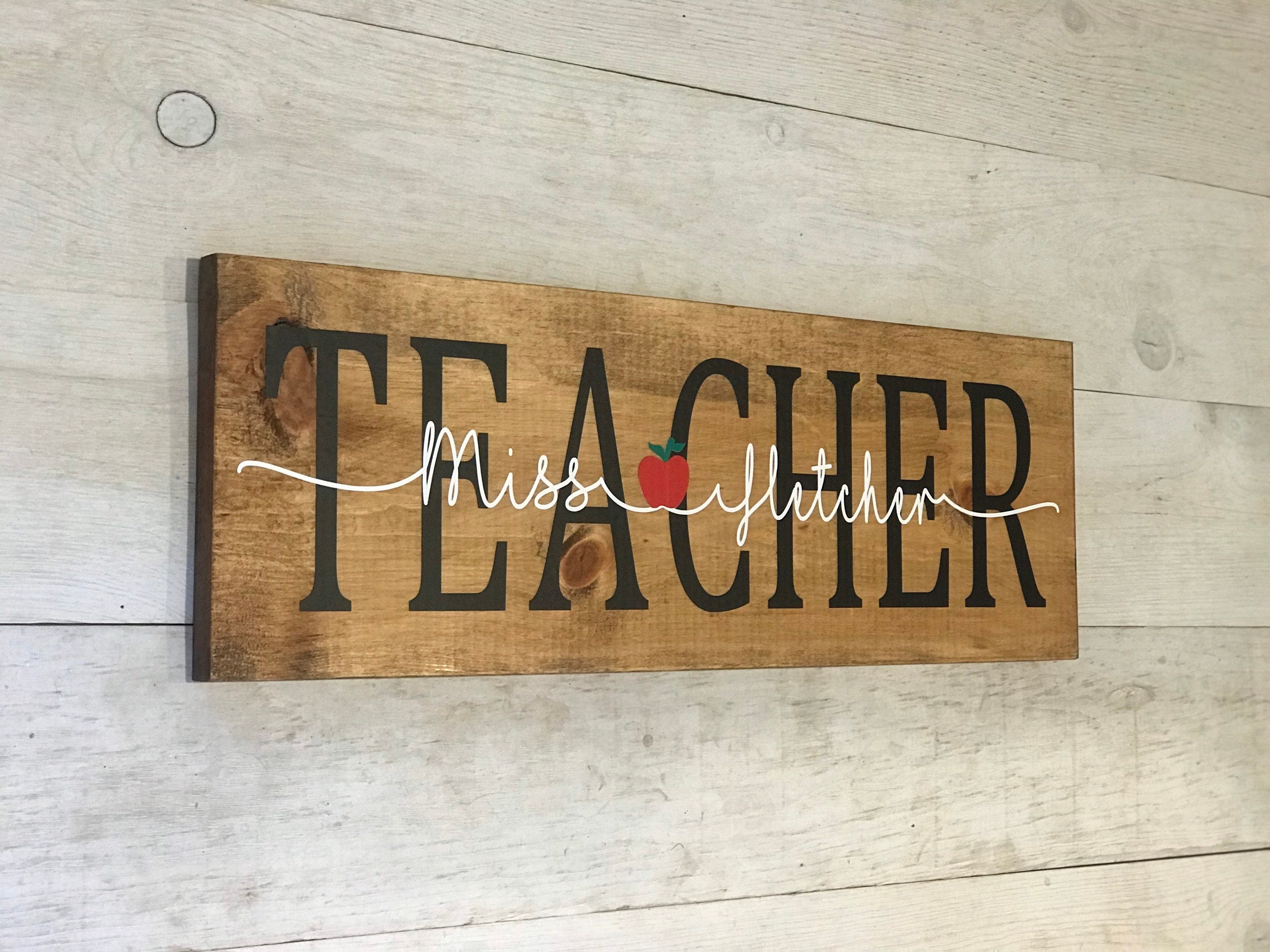 Teacher Sign, Classroom Decor, Teacher Appreciation Gift, Teacher Name ...