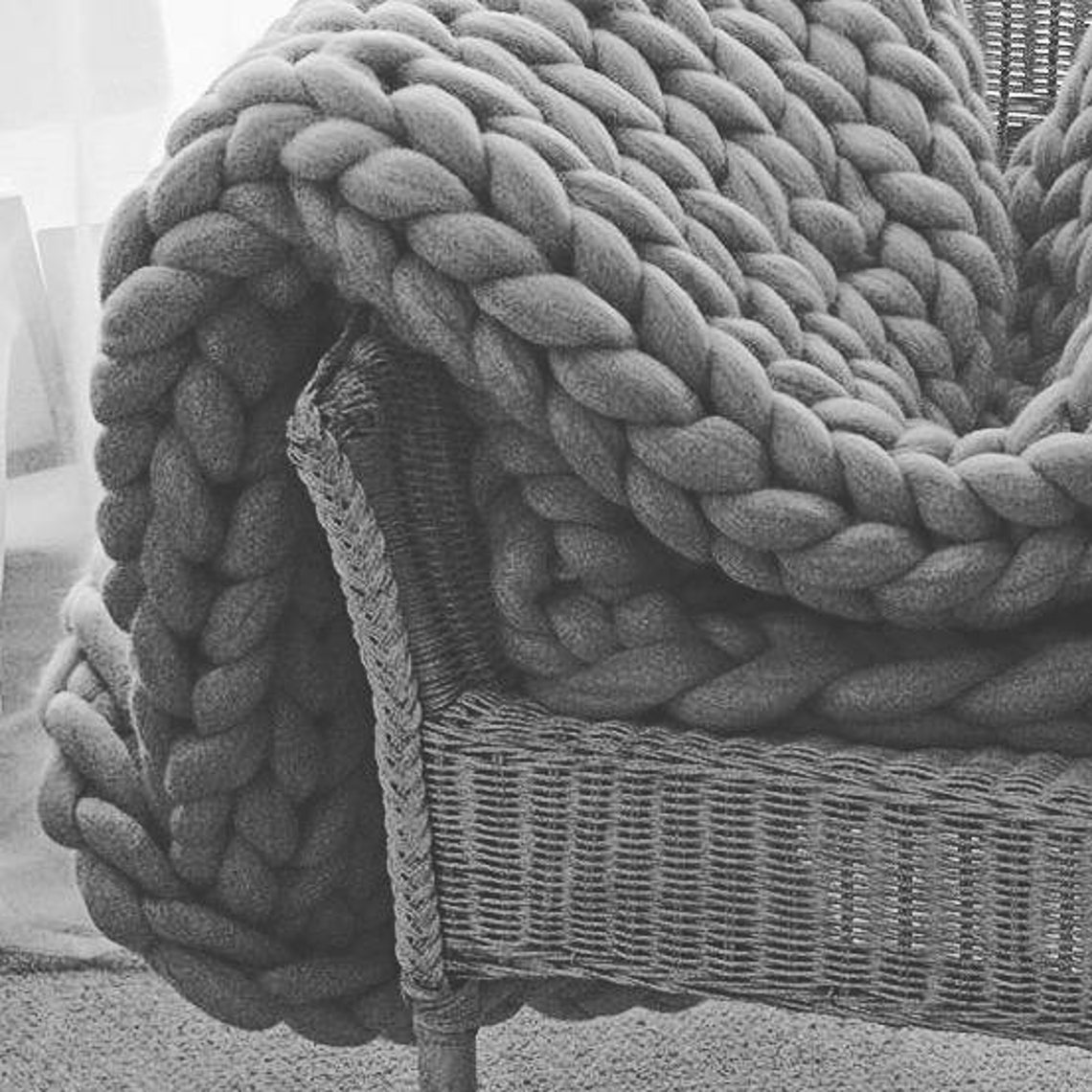 Chunky Merino 100wool Handmade Blanket Giant Yarn Huge Etsy