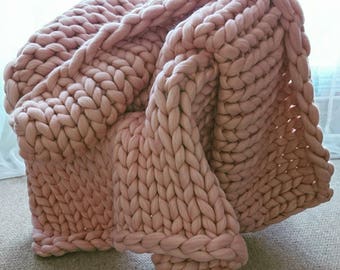 Chunky mérino 100 % fait main couverture de laine, fil géant, au point de grand taille