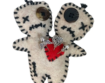 Conjoined Siamese Twin Voodoo Doll with Metal Voodoo Pins Oddity