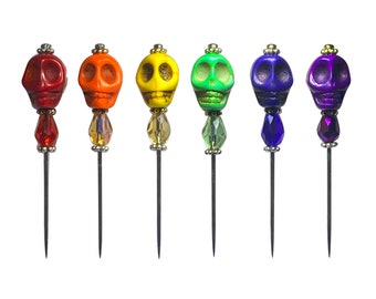 Pride Rainbow Color Skull Voodoo Pin Set of 6