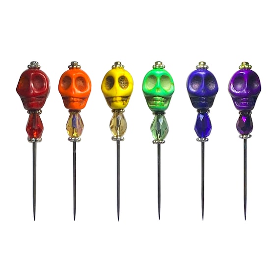 Pride Rainbow Color Skull Voodoo Pin Set of 6