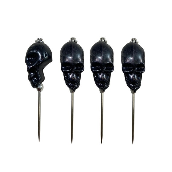 Black Monkey Skull Primitive Voodoo Pin Set of 4 Pins Skulls