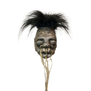 Jumbo Shrunken Head Replica with Hair and Hanging Dark Voodoo Magic Gaff Oddity