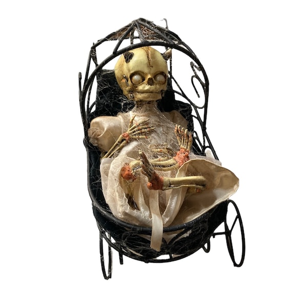 Gothic Horror Fetus Corpse in Metal Carriage Oddity Gaff
