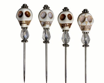 White Skull Voodoo Pin Set of 4