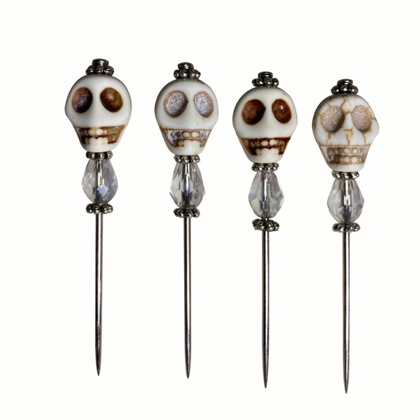 White Skull Voodoo Pin Set of 4