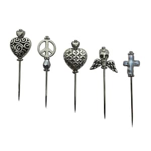 Deluxe Metal Gothic Voodoo Pins Heart Skull