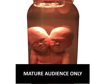 Deluxe Siamese Twin Conjoined Fetus Baby Two Headed Fetal Gaff Specimen