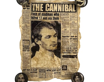 Aged Serial Killer Newspaper Article with 4 Magnets