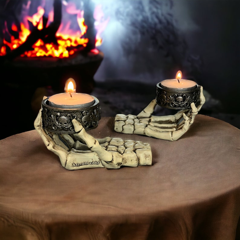 Skeleton Hand Tea Skeleton Hand Tealight Candle Holder T Light Tea Light Halloween Decor ...
