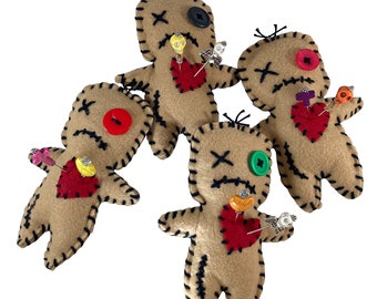 Felt Voodoo Doll with Two Voodoo Pins Poppet Hoodoo Dark Magic