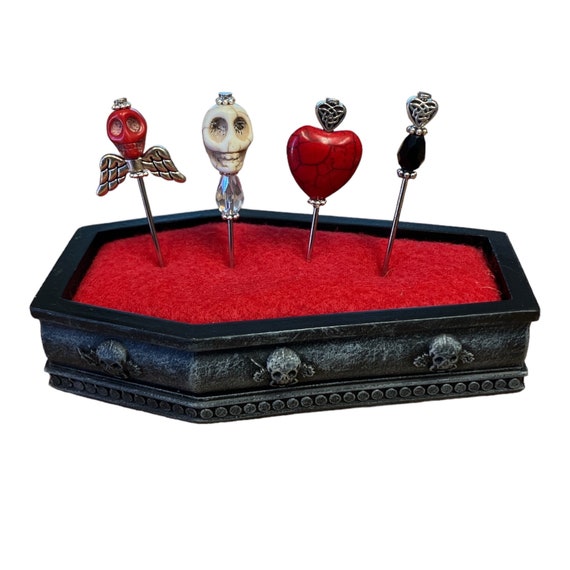 Voodoo Pins with Gothic Coffin Heart Skull Angel Cross Needles