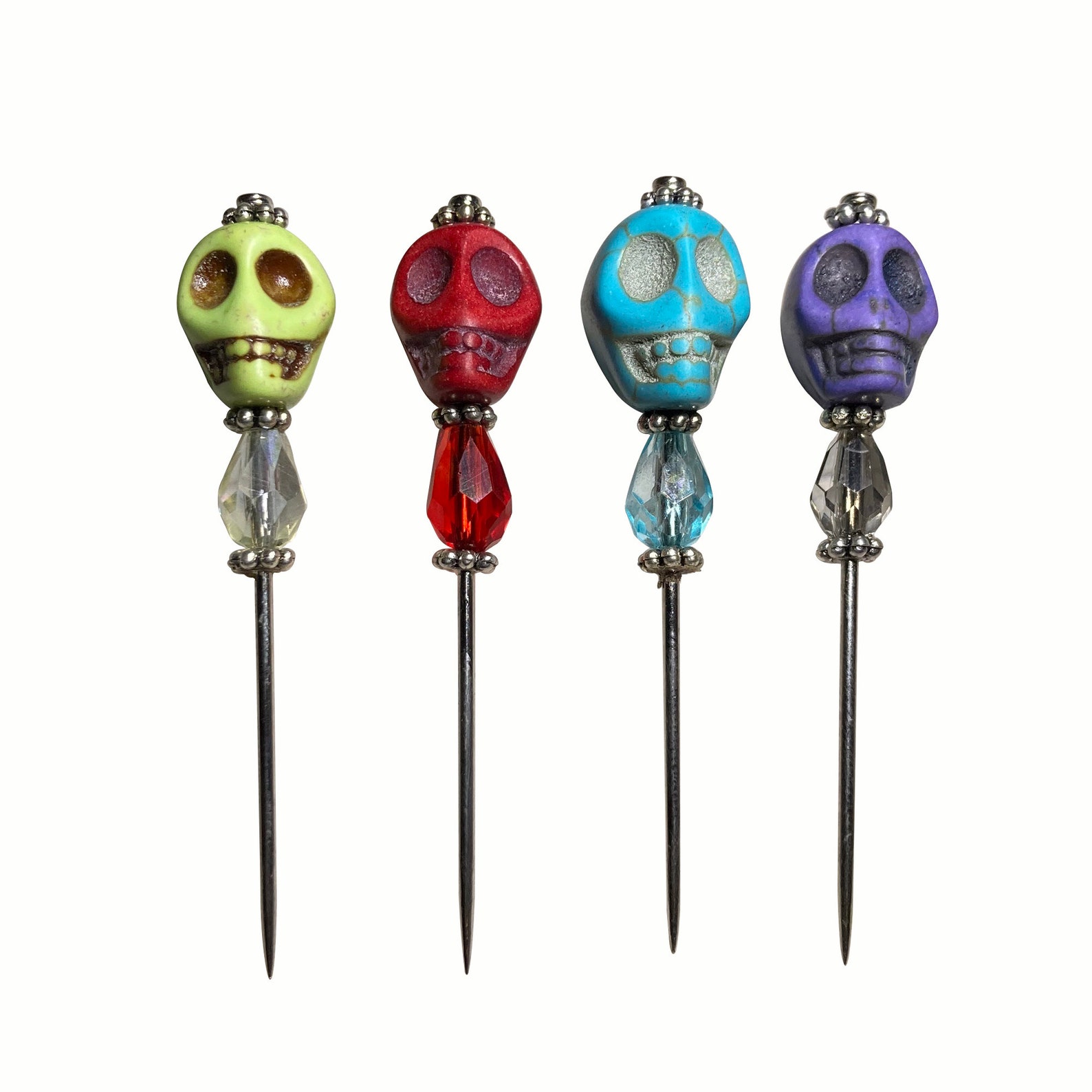 Multicolor Skull Voodoo Pin Set of 4 Etsy