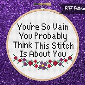 You&#39;re So Vain Cross Stitch PDF Pattern - Instant Download