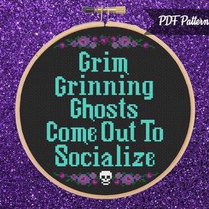 Grim Grinning Ghosts Cross Stitch - PDF Pattern