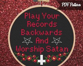 Worship Satan Cross Stitch PDF Pattern - Instant Download