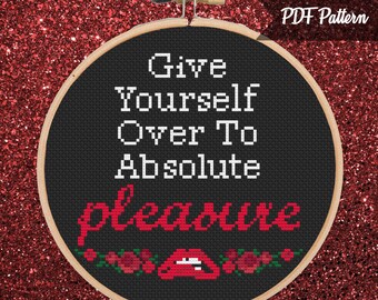 Give Yourself Over To Absolute Pleasure Cross Stitch - PDF Pattern