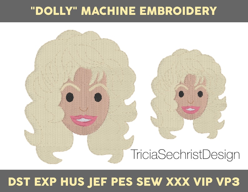 Dolly Parton Caricature Machine Embroidery Download TWO SIZES Etsy