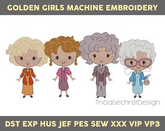 Golden Girls Caricature Machine Embroidery Download- TWO SIZES
