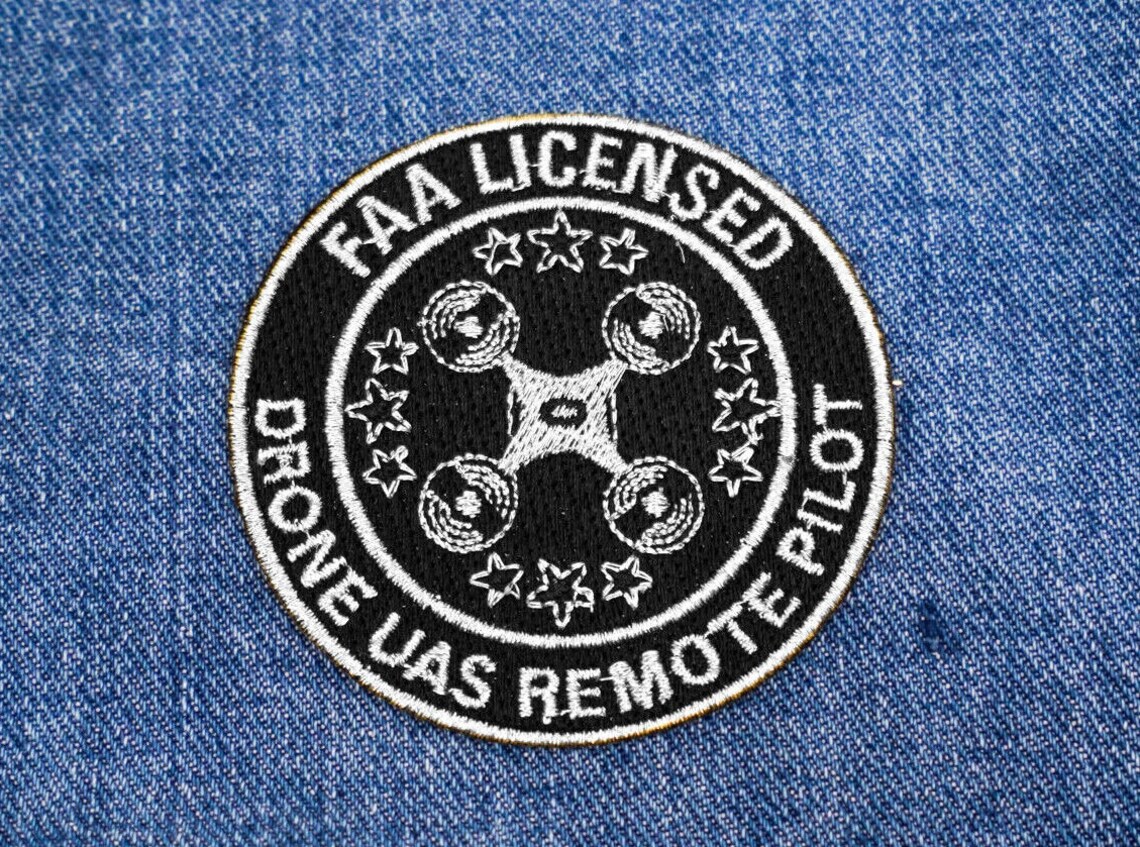 Black & Silver Drone Accessories FAA Licensed UAS Remote Pilot Iron on