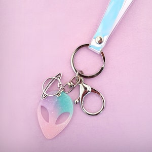 Alien Keychain, Holographic Lanyard Strap, Customizable