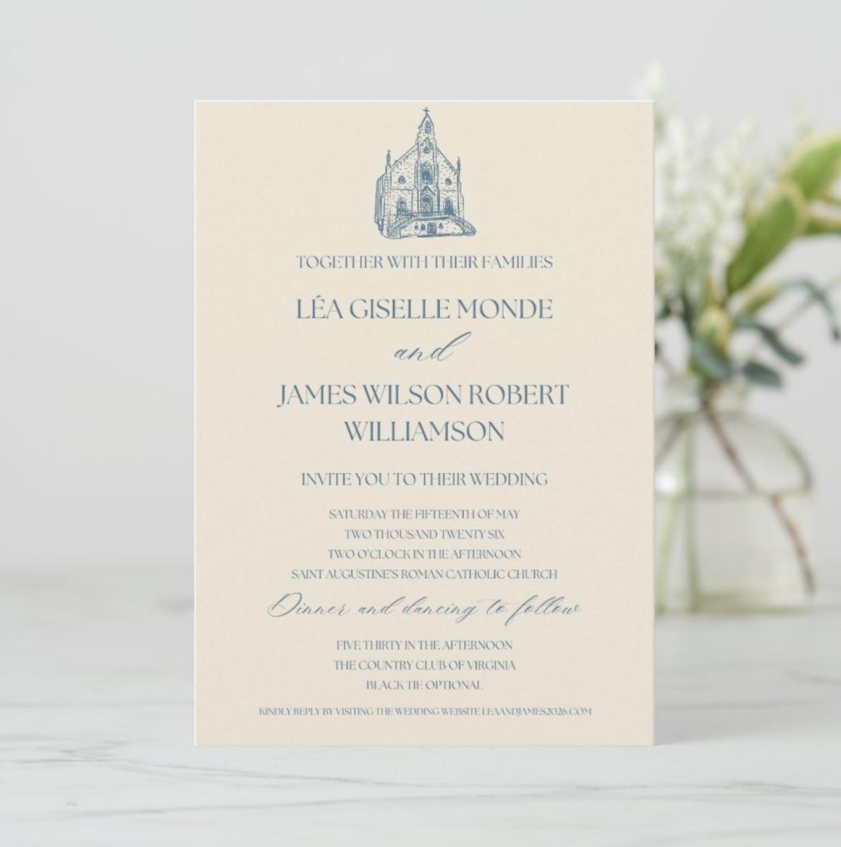 Custom Hand Drawn Wedding Invitation With Venue or Church Illustration ...