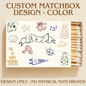 Custom Matchbox Design - COLOR, Matchbox Template, Personalized Matches for Wedding Favor Unique Gift, Bridesmaid Gift, Bachelorette Favors
