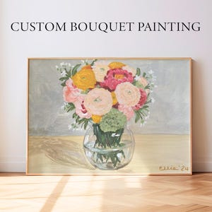 Custom Wedding Flower Bouquet Original Painting, 8x11 in, Custom Art, Wedding Gift, Flower, Decor, Gallery Wall