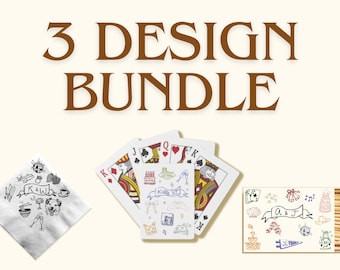 Bundle Custom Matchbox, Card, Napkin Design, Personalized Matches/Cards/Napkins for Wedding,  Bridesmaid Gift, Bachelorette Favors