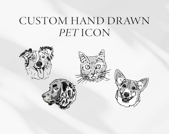 Custom Pet Line Drawing: Illustrated Dog and Cat and Pet Hand Drawn Portrait (Digital File)