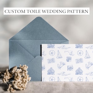Padrão de casamento personalizado em toile para convites de tecido Padrão desenhado à mão Ilustração de design de casamento Padrão personalizado Tecido de casamento personalizado