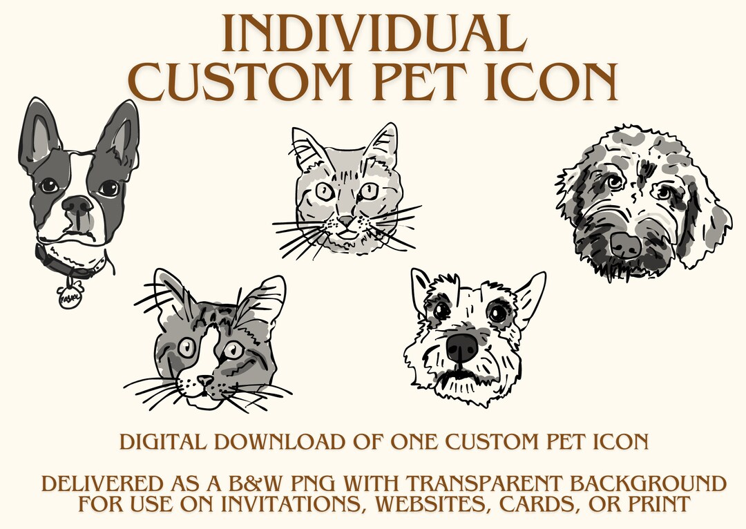 Custom Pet Illustration, Pet Dog or Cat Sketch, Pet, Dog Cat Line ...