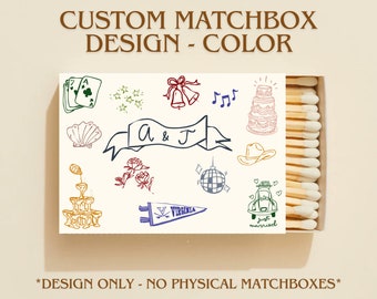 Custom Matchbox Design - COLOR, Matchbox Template, Personalized Matches for Wedding Favor Unique Gift, Bridesmaid Gift, Bachelorette Favors
