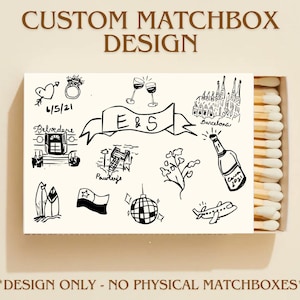 Custom Matchbox Design, Matchbox Template, Personalized Matches for Wedding, Unique Wedding Gift, Bridesmaid Gift, Bachelorette Favors