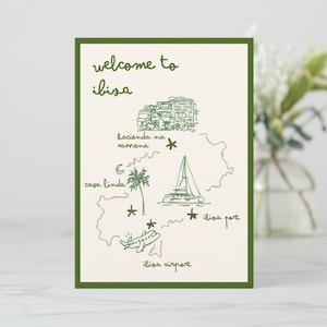 Carte de bienvenue pour mariage dessinée à la main : design illustré personnalisé, funky et fantaisiste *Téléchargement numérique*