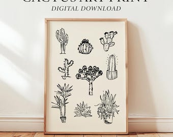 Custom Desert Cactus Art Print: Whimsical Home Decor (Digital Download)