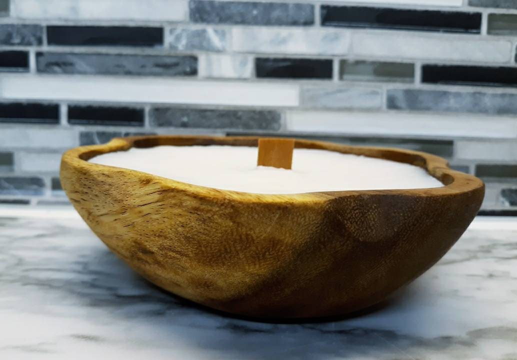 Teak Wood Candle Bowl Etsy